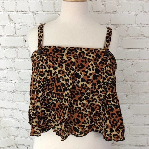 Animal Print Cropped Top Band of Gypsies Medium - Picture 2 of 8